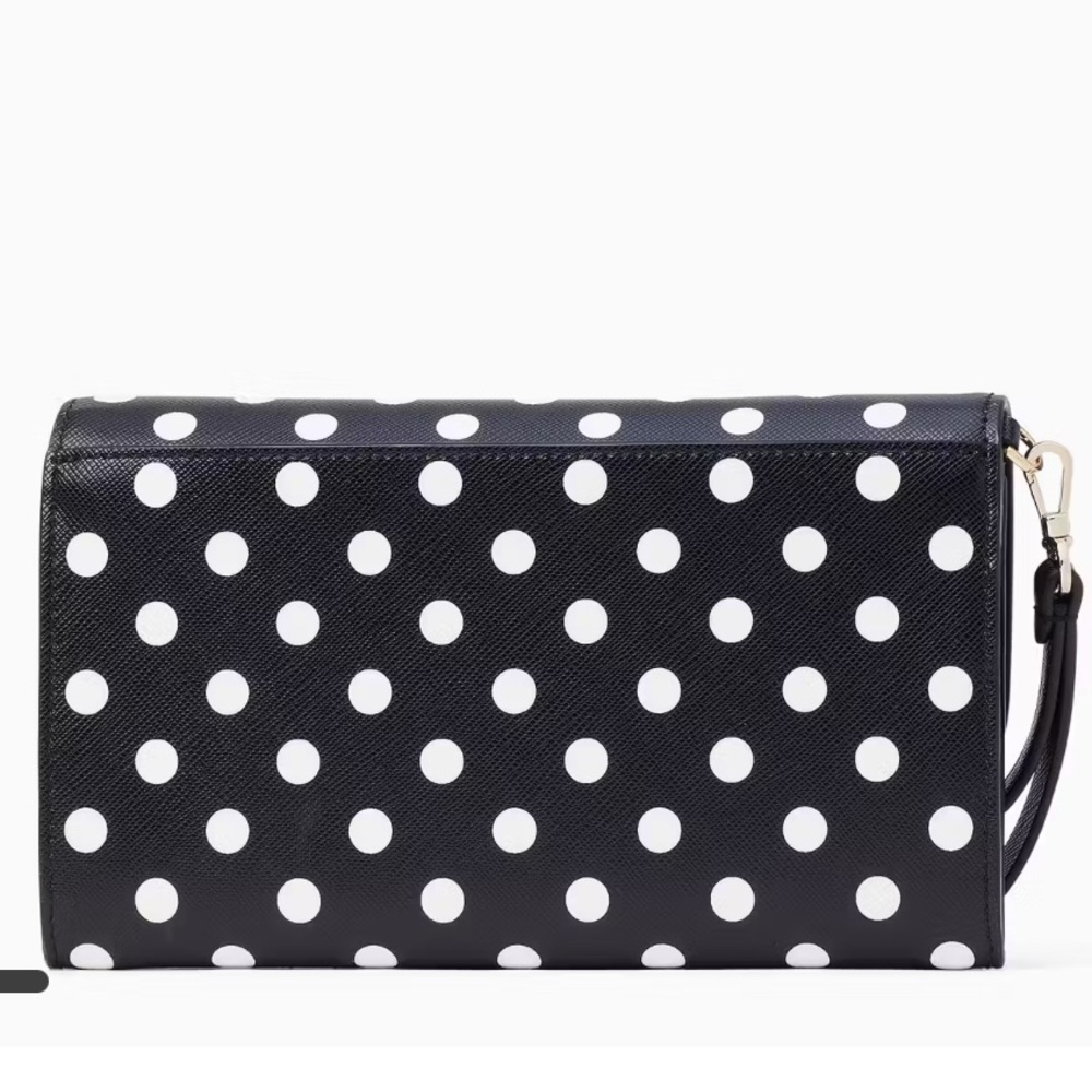 Kate Spade Cheers Black and White Polka Dot Phone Wristlet - Picture 7 of 8